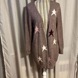 Star Patterned Brown Cardigan Sweater